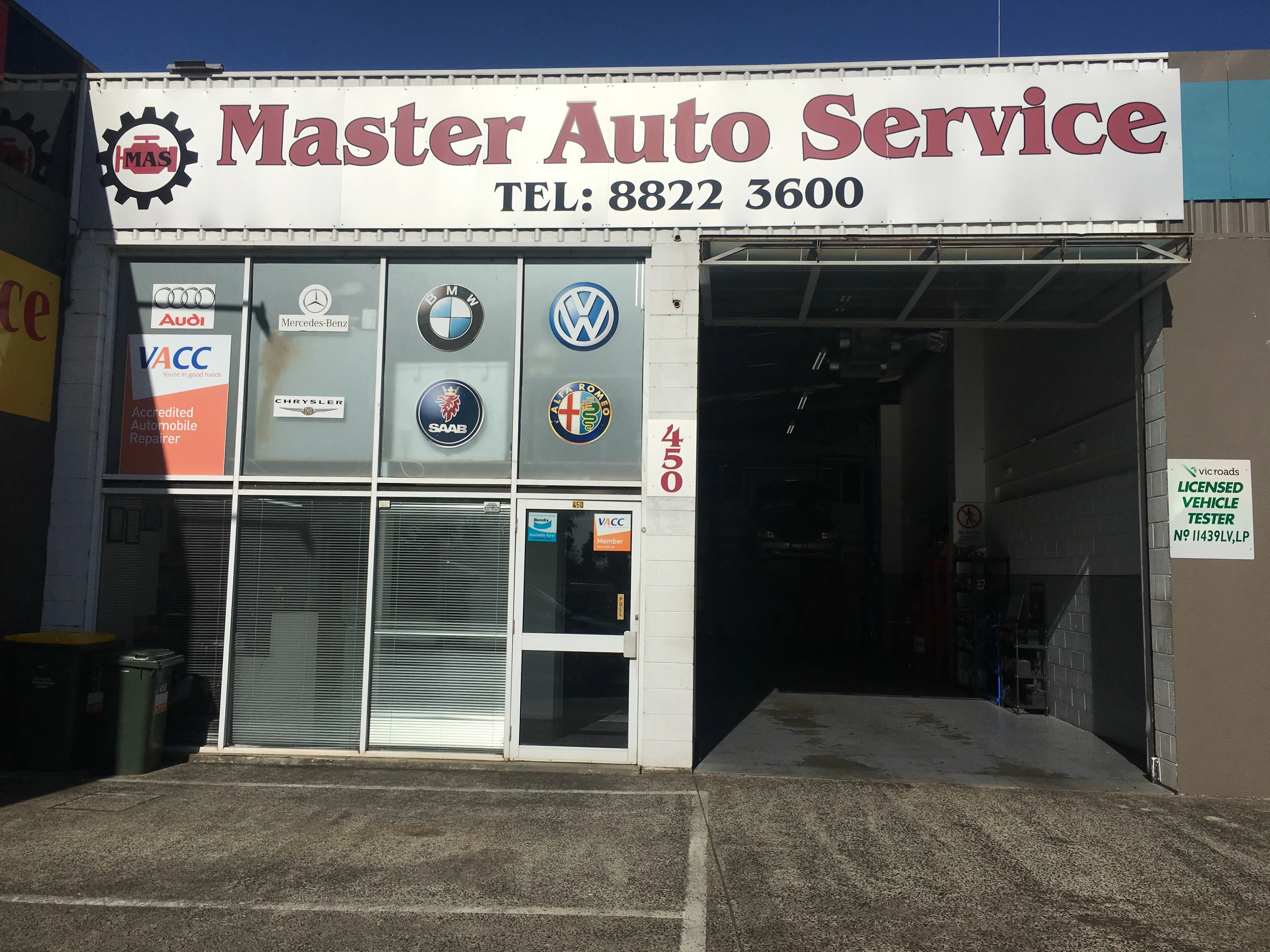 Master Auto Service shopfront at 450 Whitehorse Service Road, Mitcham
